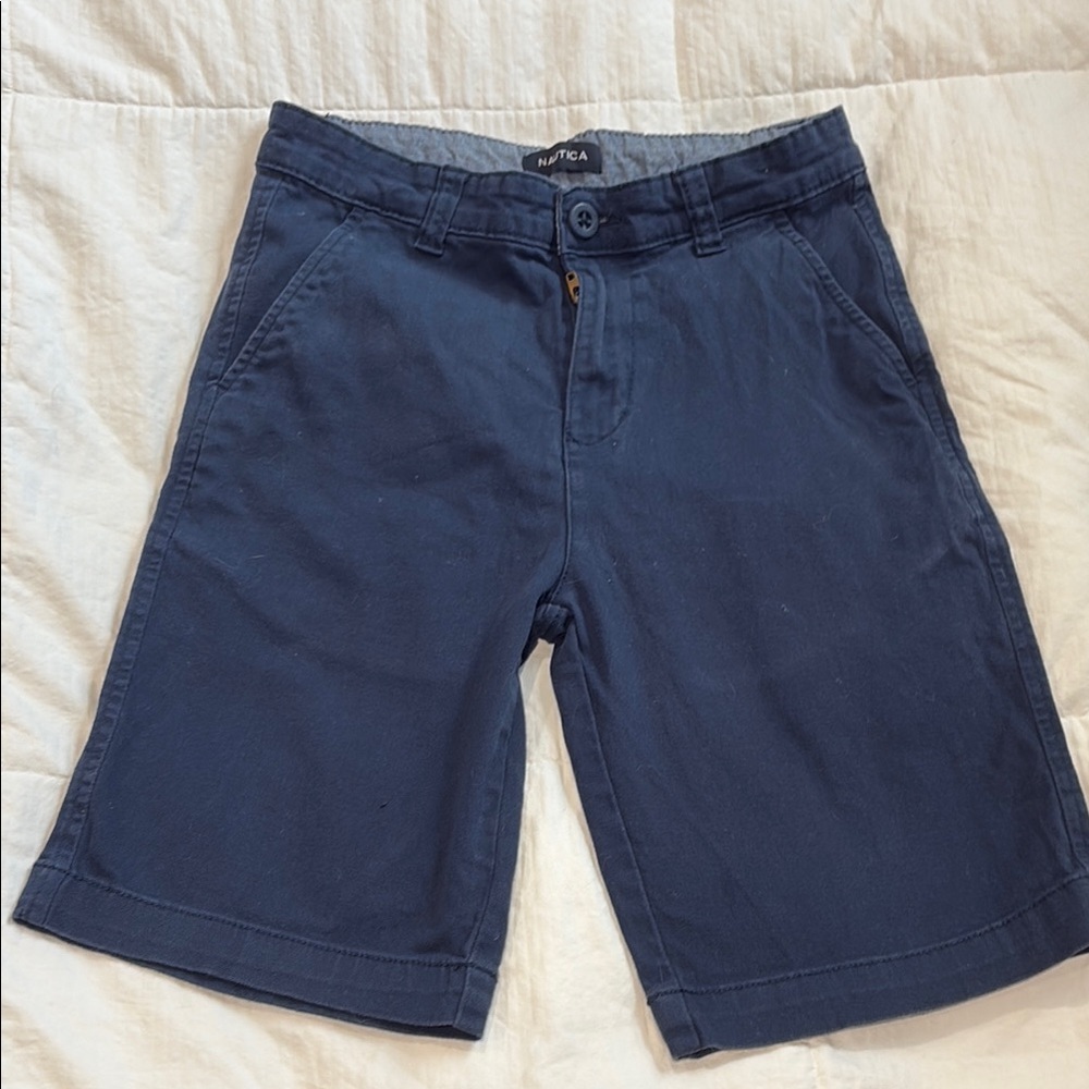 Nautica Blue Flat Front Shorts Classic Cotton Blend - Boys Size 12